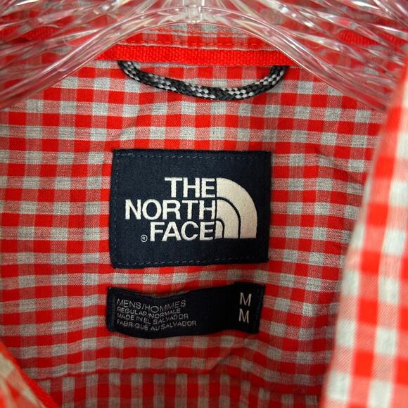 The North Face Mens Button Up Long Sleeve Shirt Size Medium Red Gray Check - Picture 3 of 6